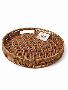 Bandeja Stil Decor PVC e Metal com Alça Marrom Caramelo