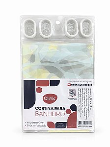 Cortina para Box Clink Impermeável 1,77x1,80m com 12 Gancho