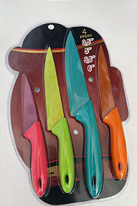 Kit de Facas Coloridas 4 Peças Aço Inox 3,5” a 6”