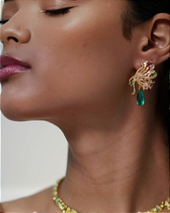 Brinco Aurora Esmeralda Luxo Feminino