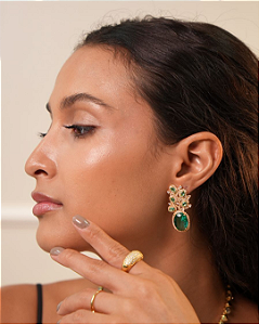 Brinco Imperial Verde Esmeralda Sofisticado