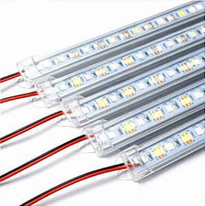 BARRA LED 4014 - 24v - 6000K - BRANCO FRIO - 50cm - 14w - COM CALHA DE PROTEÇÃO TRANSPARENTE