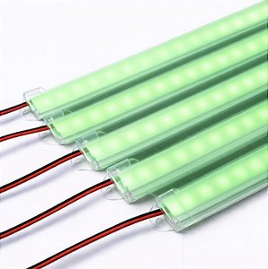 BARRA LED 5054 - 12v - VERDE- 100cm - 18w - COM CALHA DE PROTEÇÃO LEITOSA