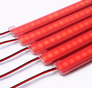 BARRA LED 5054 - 12v - VERMELHA- 100cm - 18w - COM CALHA DE PROTEÇÃO LEITOSA