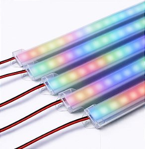 BARRA LED 5054 - 12v - RGB - 10cm - 1,8w - COM CALHA DE PROTEÇÃO LEITOSA