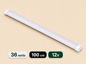 LUMINÁRIA LED SLIM 12 VOLTS - 36 WATTS - 100 CM - 6500K - BRANCO FRIO