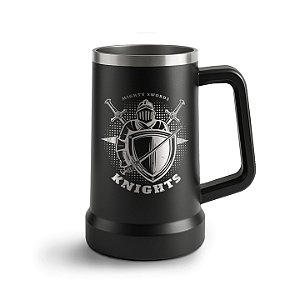 CANECAS TÉRMICAS CERVEJA 700ML GRAVAÇÃO A LASER FRONTAL PRETA - 1X0 - 1unid