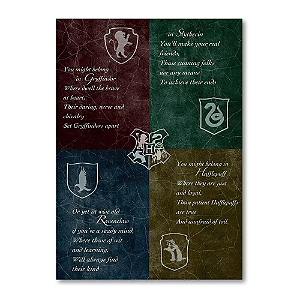 Placa Decorativa Harry Potter Casas (Media 21x30 cm)