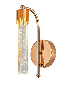 ARANDELA LED 23X3,5x13cm 5W 3000K BIVOLT METAL DOURADO E CRISTAL QB05123