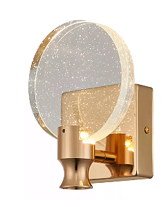 ARANDELA LED 3000K 6W BIVOLT 13CM METAL E CRISTAL DOURADO- DCB02107