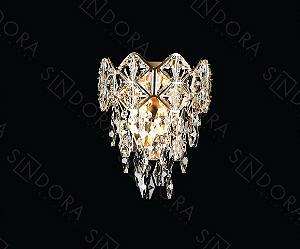 ARANDELA Φ23×27CM E14 METAL DOURADO+CRISTAL TRANSP. DCB06646