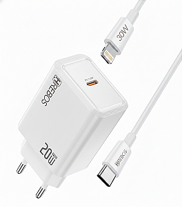 CARREGADOR AXION CHARGE 20W TIPO C P/ LIGHTNING CRG262-CI BRANCO
