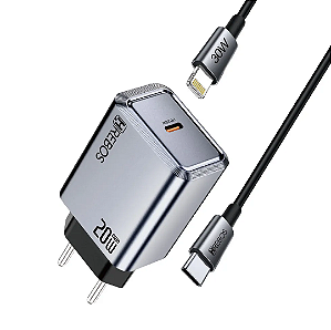 CARREGADOR AXION CHARGE 20W TIPO C P/ LIGHTNING CRG262-CI CINZA