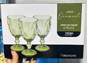 JOGO DE TAÇA DIAMANTE 6PÇS 340ML TAC009