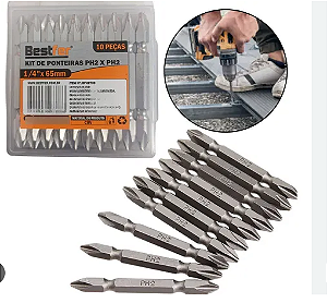 KIT PONTEIRAS PH2X PH2 BFH2342 10PÇS  1/4 X 65MM BFH2739