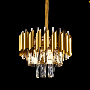 PENDENTE  MOSCOW 30×27CM  E14×3 METAL  DOURADO E CRISTAL TRANSP. DCD06623