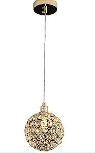 PENDENTE 12CM CRISTAL E METAL DOURADO  DCD00766