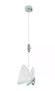 PENDENTE BORBOLETA 3000K 6W BIVOLT 20x20CM METAL e ACRÍLICO CROMADO DCD03283