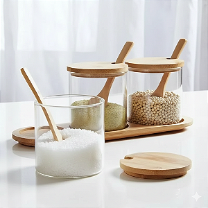 POTE DE VIDRO COM COLHER EURO HOME 300ML VDR2345