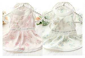ROUPA PARA  PET VESTIDO BORDADO C-21