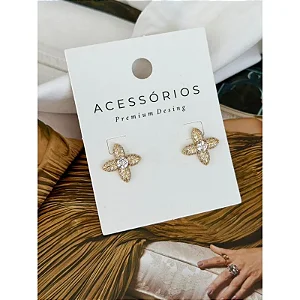 Brinco Folheado a Ouro18K Cravejado 3525