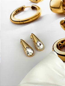 Brinco Semijoia Gota Strass 988774