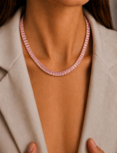 Colar Baguete Rosa B ebe Folheado a Ouro18k 094301