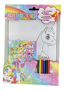 COLORINDO COM ADESIVOS UNICORNIOS