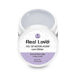 GEL DE ALONGAMENTO COM GLITER REAL LOVE  1 TRANSPARENTE