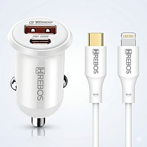 KIT CARREGADOR VEICULAR TURBO HS-519I IOS E USB