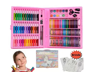 MALETA ARTISTICA ESCOLAR ROSA 150 PCS MS-150G