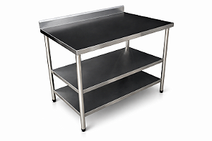 Mesa em Aço Inox 430 com duas Prateleiras Inferiores e Espelho - 100×60cm