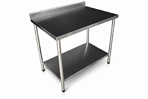 Mesa em Aço Inox 430 com uma Prateleira Inferior e Espelho - 130×60cm