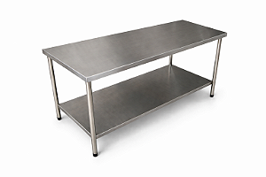 Mesa de Centro em Aço Inox 430 com uma Prateleira Inferior - 185×60cm