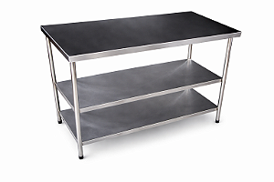 Mesa de Centro em Aço Inox 430 com duas Prateleiras Inferiores - 100×60cm