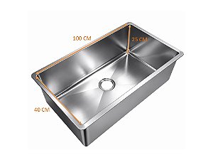 Cuba Industrial em Inox 430 - 100x40x25cm