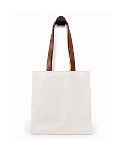 Ecobag Sacolas Ecológicas c/ alça de couro sintético 30x40 cm (LxA) 100% Algodão Cru Lisa