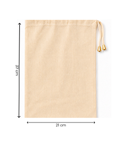 Saquinho de Algodão Cru c/ ponteira dourada 21x37 cm (LxA) pct 5 und