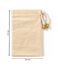 Saquinho de Algodão Cru c/ ponteira dourada 18x27 cm (LxA) pct 5 und