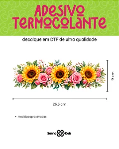 Transfer Termocolante DTF Barrado 27x11cm Floral