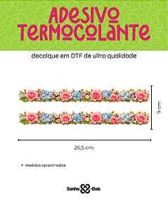 Transfer Termocolante DTF Barrado 27x11cm Floral