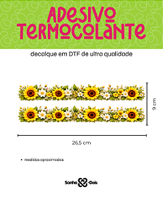 Transfer Termocolante DTF Barrado 27x11cm Floral