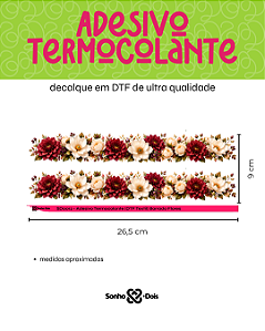 Transfer Termocolante DTF Barrado 27x11cm Floral