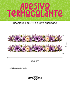 Transfer Termocolante DTF Barrado 27x11cm Floral