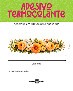 Transfer Termocolante DTF Barrado 27x11cm Floral
