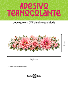 Transfer Termocolante DTF Barrado 27x11cm Floral