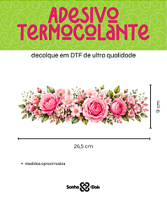 Transfer Termocolante DTF Barrado 27x11cm Floral