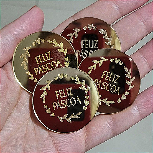 Aplique Medalha - Feliz Páscoa Mandala - Sem Furo (Kit com 4 unidades)