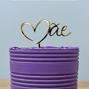 Topo de Bolo - Mãe Coração Dourado