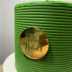 Aplique Medalha - Feliz Natal - Sem Furo I Kit 4 Apliques Medalha Feliz Natal em Acrílico para Bolo – Decoração Natalina